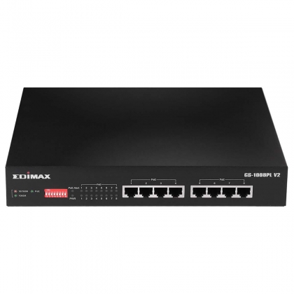 Lange afstand 8-poorts Gigabit Ethernet PoE+-switch met DIP-switch