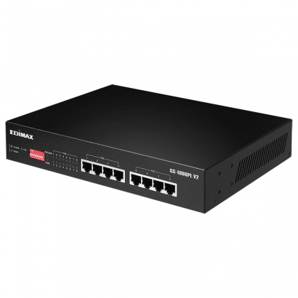 Lange afstand 8-poorts Gigabit Ethernet PoE+-switch met DIP-switch