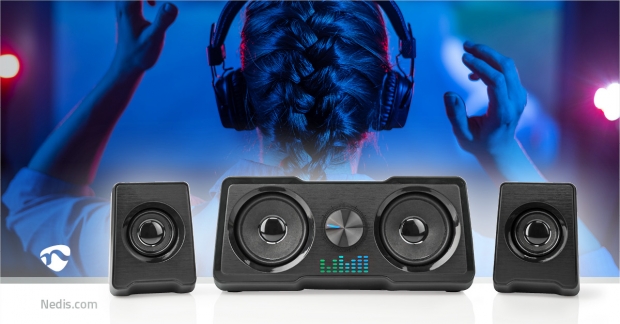 Gaming Speaker | Speaker-kanalen: 2.2 | USB Gevoed | 3,5 mm Male | 48 W | LED | Volumebediening