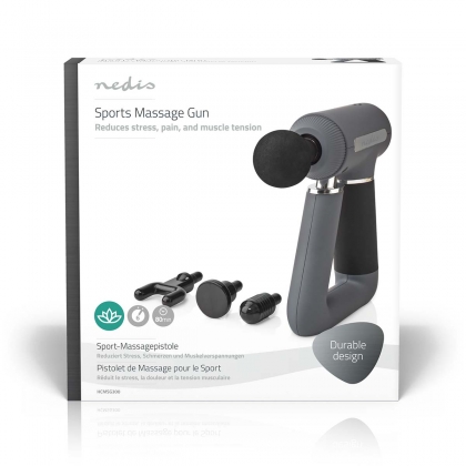 Sportmassagepistool | Batterij Gevoed | Ingebouwde Lithium-Ion | Oplaadbaar | 6 Massage Modes | USB-kabel | Grijs