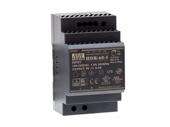 Voeding - 1 Uitgang - DIN-Railmontage - 32.5 W - 5 V - 6.5 A - Voor Industrieel Gebruik