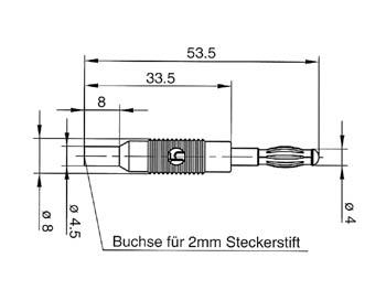 INJECTION-MOULDED ADAPTER PLUG 4mm TO 2mm / RED (MZS 4)