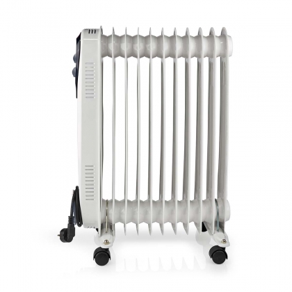 Mobiele Olieradiator | 1000 / 1500 / 2500 W | 11 Vinnen | Instelbare thermostaat | 3 Warmte Standen | Omvalpreventie | Wit