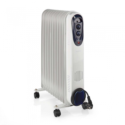 Mobiele Olieradiator | 1000 / 1500 / 2500 W | 11 Vinnen | Instelbare thermostaat | 3 Warmte Standen | Omvalpreventie | Wit