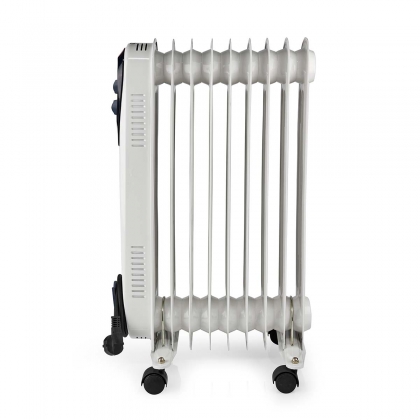 Mobiele Olieradiator | 800 / 1200 / 2000 W | 9 Vinnen | Instelbare thermostaat | 3 Warmte Standen | Omvalpreventie | Wit