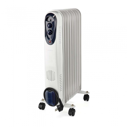 Mobiele Olieradiator | 800 / 1200 / 2000 W | 9 Vinnen | Instelbare thermostaat | 3 Warmte Standen | Omvalpreventie | Wit