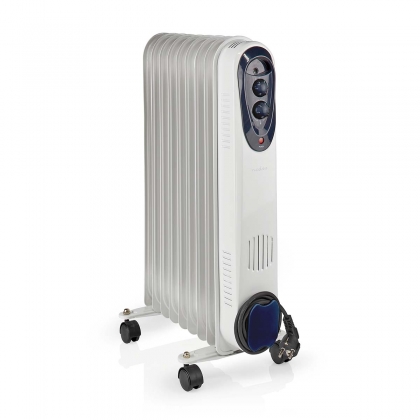 Mobiele Olieradiator | 800 / 1200 / 2000 W | 9 Vinnen | Instelbare thermostaat | 3 Warmte Standen | Omvalpreventie | Wit