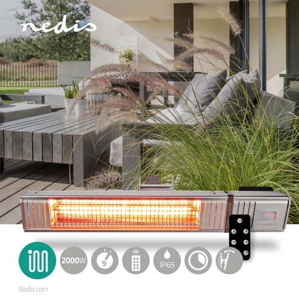 Patio Verwarmer | 2000 W | 9 Warmte Standen | Wandmontage | IP65 | Aluminium