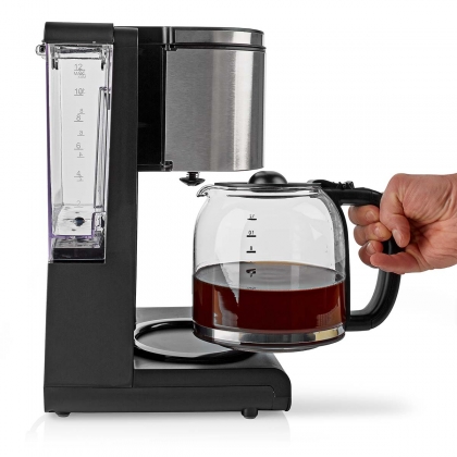 Koffiezetapparaat | Filter Koffie | 1.5 l | 12 Kopjes | Warmhoudfunctie | Timer schakelaar | LCD scherm | Klokfunctie | Aluminium / Zwart