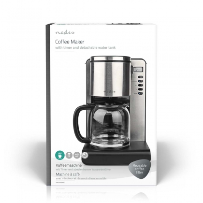 Koffiezetapparaat | Filter Koffie | 1.5 l | 12 Kopjes | Warmhoudfunctie | Timer schakelaar | LCD scherm | Klokfunctie | Aluminium / Zwart