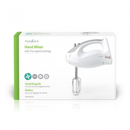 Handmixer | 200 W | 5-Snelheden | Turbo-functie | 2 Deeghaken / 2 Kloppers | Grijs / Wit