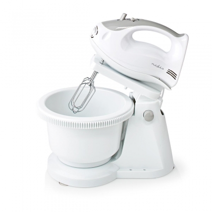 Handmixer | 200 W | 5-Snelheden | Turbo-functie | Draaikom / 2 Deeghaken / 2 Kloppers | Grijs / Wit