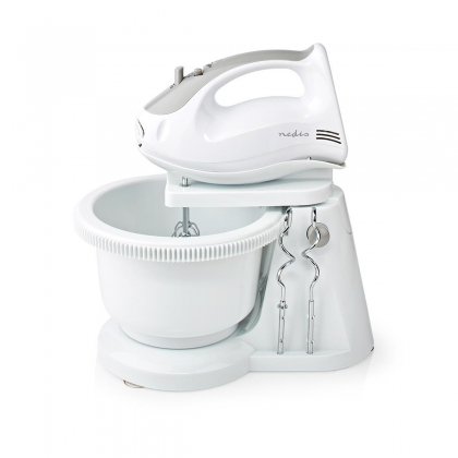 Handmixer | 200 W | 5-Snelheden | Turbo-functie | Draaikom / 2 Deeghaken / 2 Kloppers | Grijs / Wit