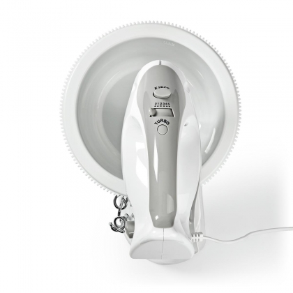 Handmixer | 200 W | 5-Snelheden | Turbo-functie | Draaikom / 2 Deeghaken / 2 Kloppers | Grijs / Wit