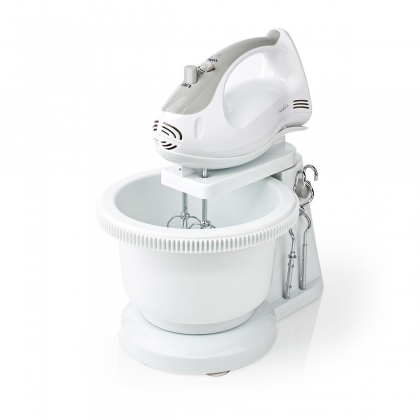 Handmixer | 200 W | 5-Snelheden | Turbo-functie | Draaikom / 2 Deeghaken / 2 Kloppers | Grijs / Wit