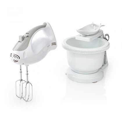 Handmixer | 200 W | 5-Snelheden | Turbo-functie | Draaikom / 2 Deeghaken / 2 Kloppers | Grijs / Wit