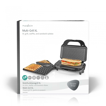 Multi grill | Grill / Sandwich / Waffle | 900 W | 28 x 15 cm | Automatische temperatuurregeling | Kunststof / Roestvrij Staal