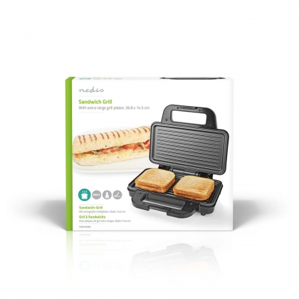 Sandwich maker | 900 W | 26.8 x 14.5 cm | Automatische temperatuurregeling | Aluminium / Kunststof