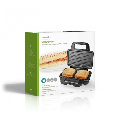 Sandwich maker | 900 W | 26.8 x 14.5 cm | Automatische temperatuurregeling | Aluminium / Kunststof