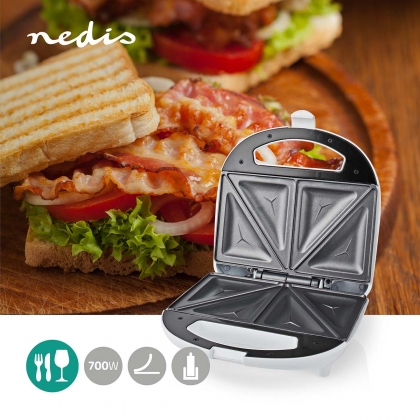 Sandwich maker | 700 W | 20.5 x 12 cm | Automatische temperatuurregeling | ABS