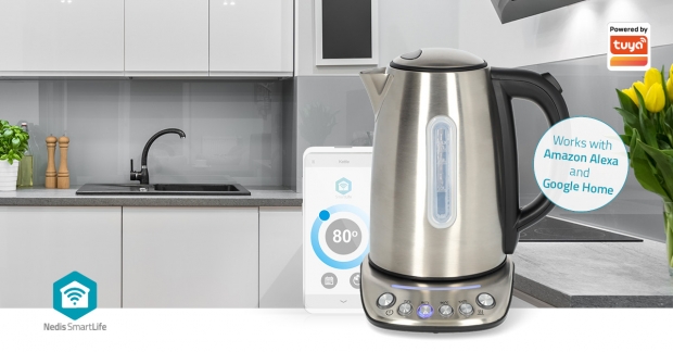 SmartLife Waterkoker | Wi-Fi | 1.7 l | Roestvrij Staal | 70,80,90,100 °C | Temperatuurindicator | 360 graden draaibaar | Verborgen verwarmingselement | Strix®-controller | Android™ / IOS