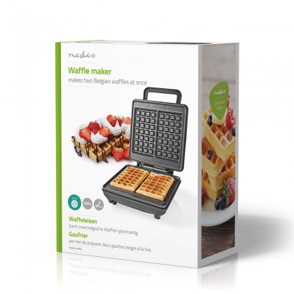 Wafelijzer | Belgische wafels | 22 x 12.5 cm | 1200 W | Automatische temperatuurregeling | ABS / Aluminium