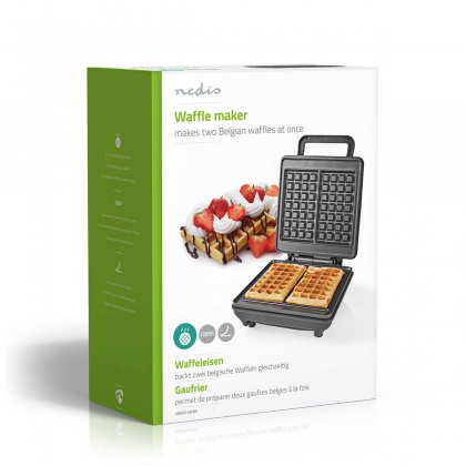 Wafelijzer | Belgische wafels | 22 x 12.5 cm | 1200 W | Automatische temperatuurregeling | ABS / Aluminium