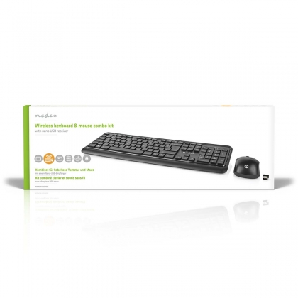 Muis en Toetsenbord - Set | Draadloos | Muis- en toetsenbordverbinding: USB | 800 / 1200 / 1600 dpi | Instelbare DPI | AZERTY | Belgisch