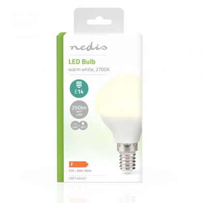 LED-Lamp E14 | G45 | 2.8 W | 250 lm | 2700 K | Warm Wit | Frosted | 1 Stuks