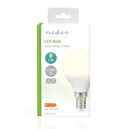 LED-Lamp E14 | G45 | 4.9 W | 470 lm | 2700 K | Warm Wit | Frosted | 1 Stuks