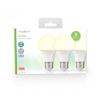 3 Stuks LED-Lamp E27 | A60 | 4.9 W | 470 lm | 2700 K | Warm Wit | Retrostijl | Frosted