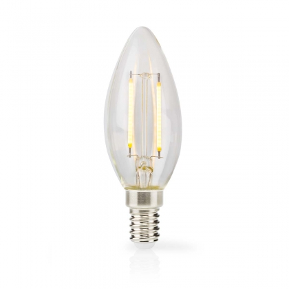 LED-Filamentlamp E14 | Kaars | 2 W | 250 lm | 2700 K | Warm Wit | Retrostijl | 1 Stuks | Doorzichtig