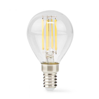 LED-Filamentlamp E14 | G45 | 4.5 W | 470 lm | 2700 K | Dimbaar | Warm Wit | Retrostijl | 1 Stuks | Doorzichtig