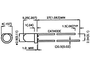 LED 3mm ROOD DIFFUUS - 8mcd