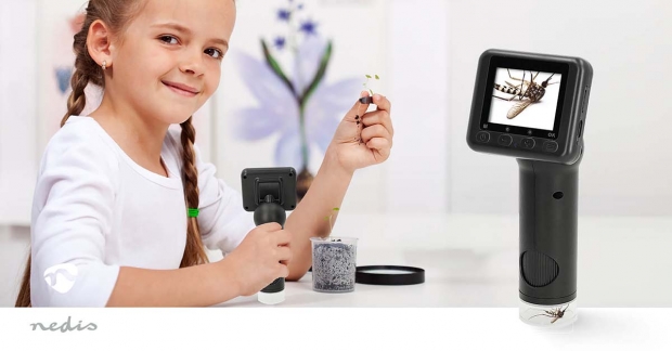 Microscope Camera | Maximum battery play time: 5 hrs | Built-in microphone | 1080P | up to 48MP | 2”Inch Screen | Black