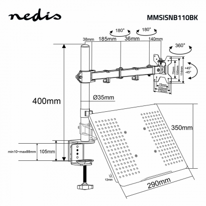 Monitorbeugel voor Bureaus | Notebook | 1 Scherm | 15 - 32 " | 75x75 / 100x100 | Interactief