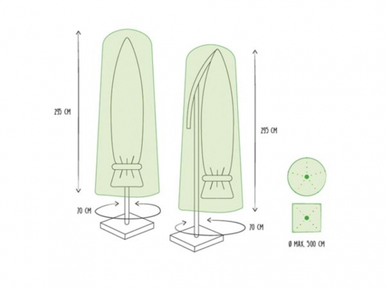 Buitenhoes voor parasol - maat XXL tot Ø 500 cm