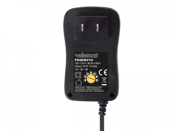 COMPACTE SCHAKELENDE VOEDING MET SELECTEERBARE UITGANG: 3 TOT 12 VDC - 24 W, 2A MAX.