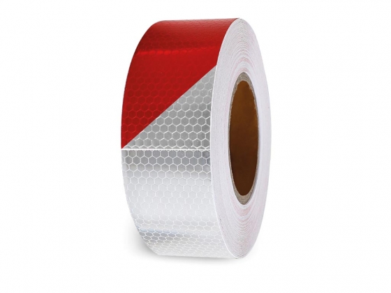 Honingraat reflecterende tape 5cm x 5m - Rood/Wit