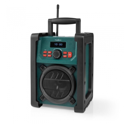 DAB+ Radio | Bouwradio | DAB+ / FM | 2.2 " | Zwart-Wit Scherm | Batterij Gevoed / Netvoeding | Digitaal | 15 W | Bluetooth® | Wekker | Slaaptimer | IP65 | Handgreep | Groen / Zwart