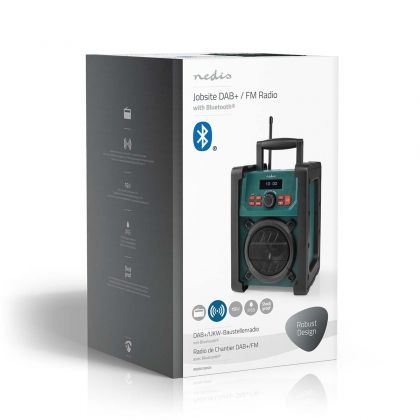 DAB+ Radio | Bouwradio | DAB+ / FM | 2.2 " | Zwart-Wit Scherm | Batterij Gevoed / Netvoeding | Digitaal | 15 W | Bluetooth® | Wekker | Slaaptimer | IP65 | Handgreep | Groen / Zwart