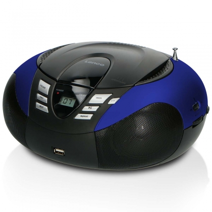 SCD-37 USB Blue Portable FM Radio CD and USB player Blue