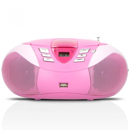 SCD-37 USB Pink Portable FM Radio CD and USB player Pink