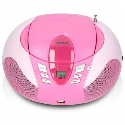 SCD-37 USB Pink Portable FM Radio CD and USB player Pink