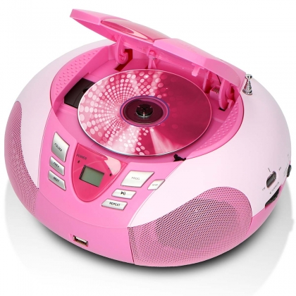 SCD-37 USB Pink Portable FM Radio CD and USB player Pink