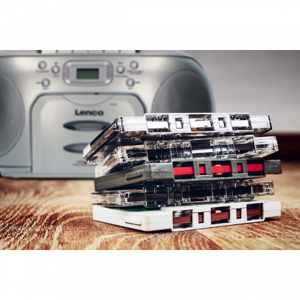 Portable FM Radio CD- Cassette player Silver