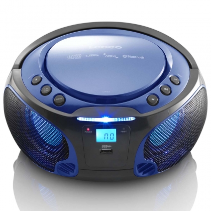 SCD-550BU draagbare FM-radio CD/MP3/USB/Bluetooth®-speler met LED-verlichting Blauw