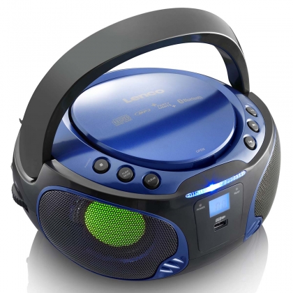 SCD-550BU draagbare FM-radio CD/MP3/USB/Bluetooth®-speler met LED-verlichting Blauw