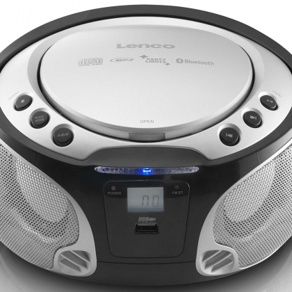 SCD-550SI Draagbare FM-radio CD/MP3/USB/Bluetooth-speler® met LED-verlichting Zilver