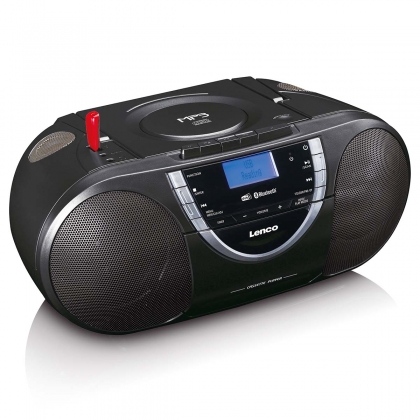 Draagbare DAB+ en FM-radio met CD-cassette en Bluetooth Zwart